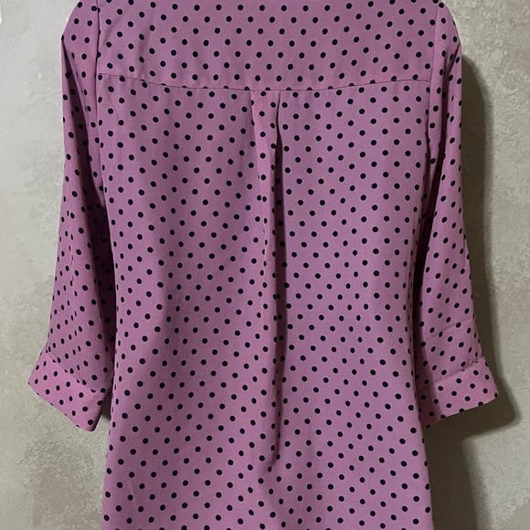 Iz Byer Women Size XS Polka Dot Pink & Black Blouse - Picture 5 of 5